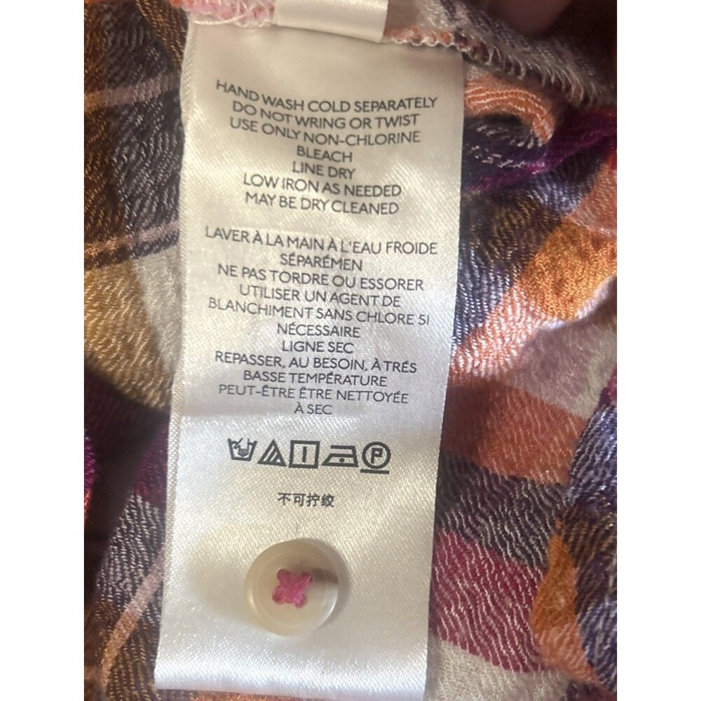 Anthropologie Pilcro Sz S Breezy Button Down Blouse Ruffle Plaid Boho Cottage - Picture 11 of 12